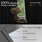 Dark Grey Pleated Thick Linen Blackout Curtains 108 Inches Long - Image 2