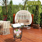 Cinnvoice Outdoor Side Table Round Small Mosaic Patio Accent Indoor End Plant - Image 5