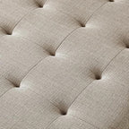 24KF Large Square Upholstered Tufted Linen Ottoman Coffee Table, Large Footrest - Image 5