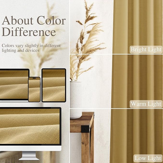 Gold Linen Curtains 108 Inches Long - Image 3