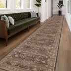 Brown Washable 3x20 Extra Long Hallway Runner Rug, Neutral Boho Large Kitchen by HazoHaus