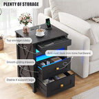 HWB LED Nightstand with Gun Drawer: Bedside Table with Charging Station - Image 6