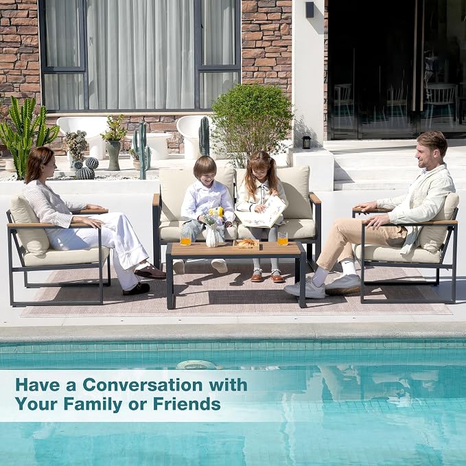 Patio Furniture Set, 4 Pieces Outdoor Patio Furniture - Image 3