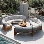 VilroCaz 3-Piece Outdoor Patio Furniture Sectional Sofa Set, 2 Semi-Circle Sofas by VilroCaz