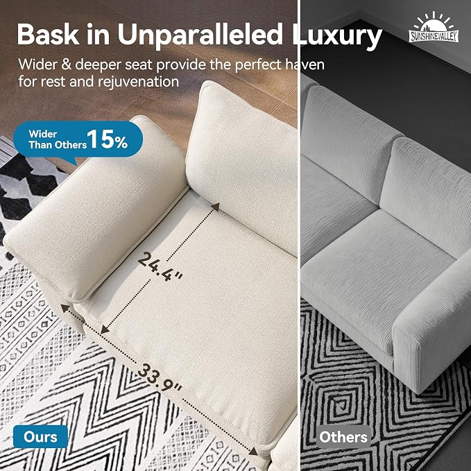 SUNSHINE VALLEY Sofa and Loveseat Set, Oversized Chenille Modular Love seat and - Image 7