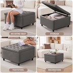 Weture 30 Inch Large Square Storage Ottoman Coffee Table, Oversized Square - Image 4