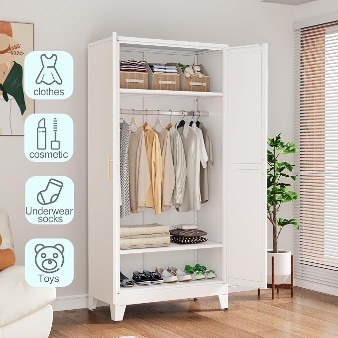 erosoei 71 "Metal Armoire Wardrobe Closet, Steel Clothing Storage Cabinet - Image 8