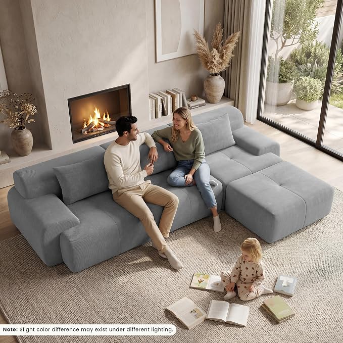 GRUSIGN 108'' Modular Sectional Boneless Couch, Tufted Cloud Sectional Couches - Image 9
