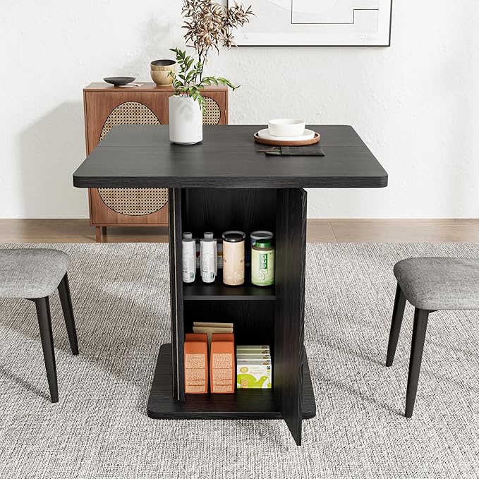 Small Black Dining Table for 2-4, 31.5 Inch Farmhouse Square Kitchen Table - Image 5