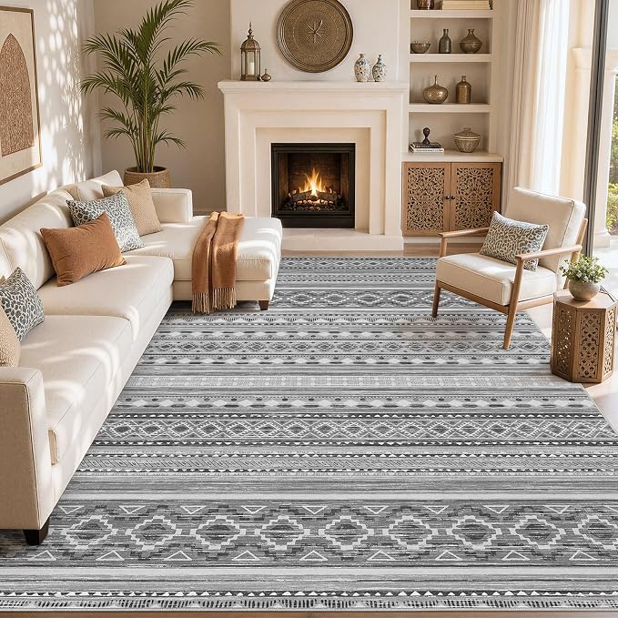 cotiled Boho 8x10 Area Rugs for Living Room: Large Moroccan Washable Rug | Low - Image 8