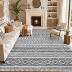 cotiled 10x12 Area Rugs Washable Boho Living Room Rug Beige Grey | Solve Modern by COTILED