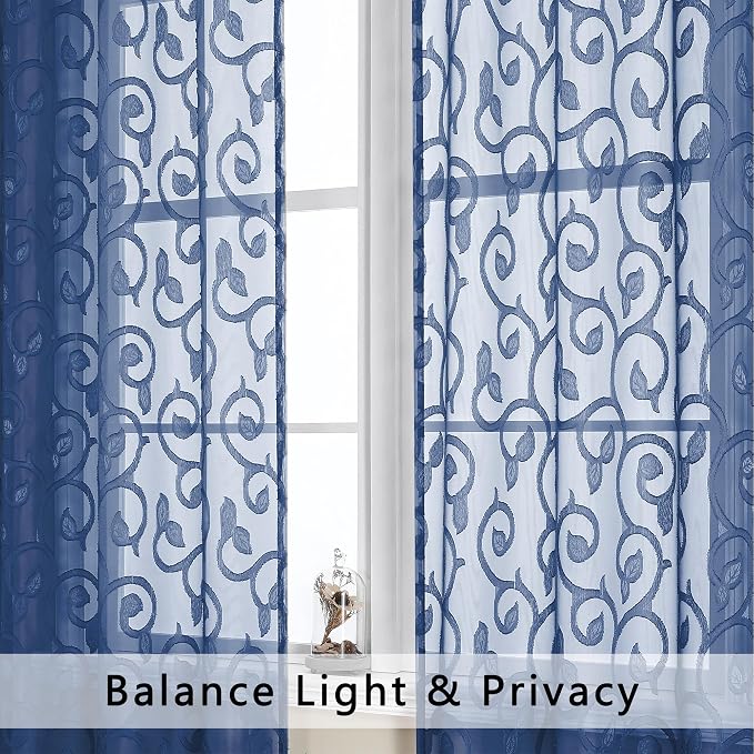 Furman Sheer Curtains 72 inches Long 2 Panels Set, Light Filtering Top Rod - Image 2