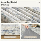 Soalmost Abstract Rug 8x10 Large Living Room Area Rugs Washable Blue/Yellow | - Image 6