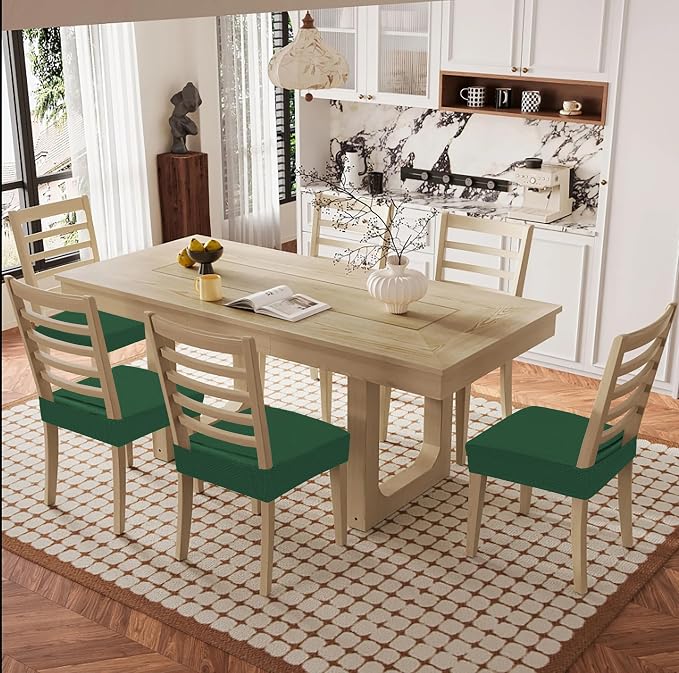 Smiry Waterproof Seat Covers for Dining Room Chairs Set of 6, Stretch Jacquard - Image 8