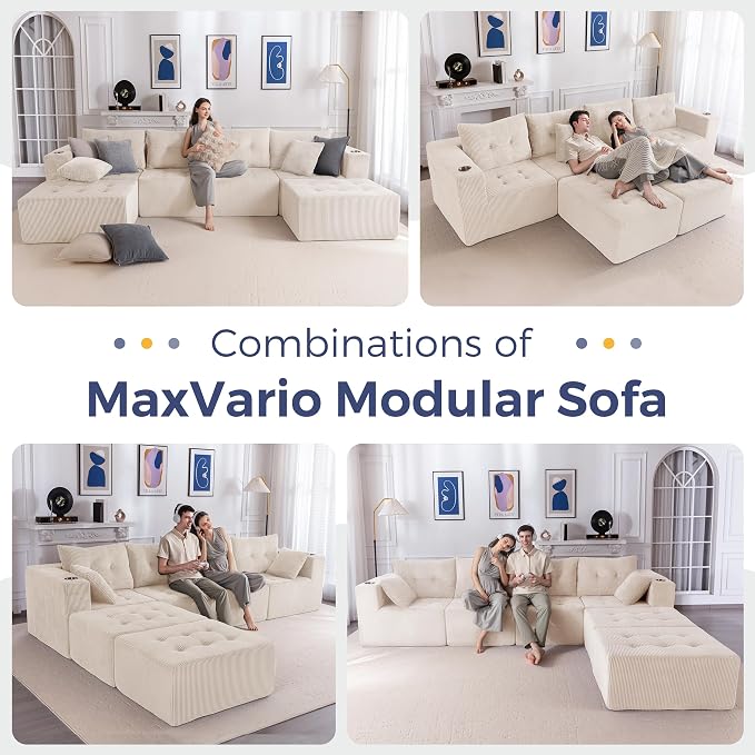MAXYOYO 129.5" Modular Sectional Sofa Couch, U Shaped Modern Cloud Couch - Image 3
