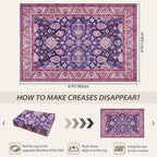 Purple Area Rugs for Living Room, 4x6 Washable Rugs for Bedroom, Non-Slip Retro - Image 2