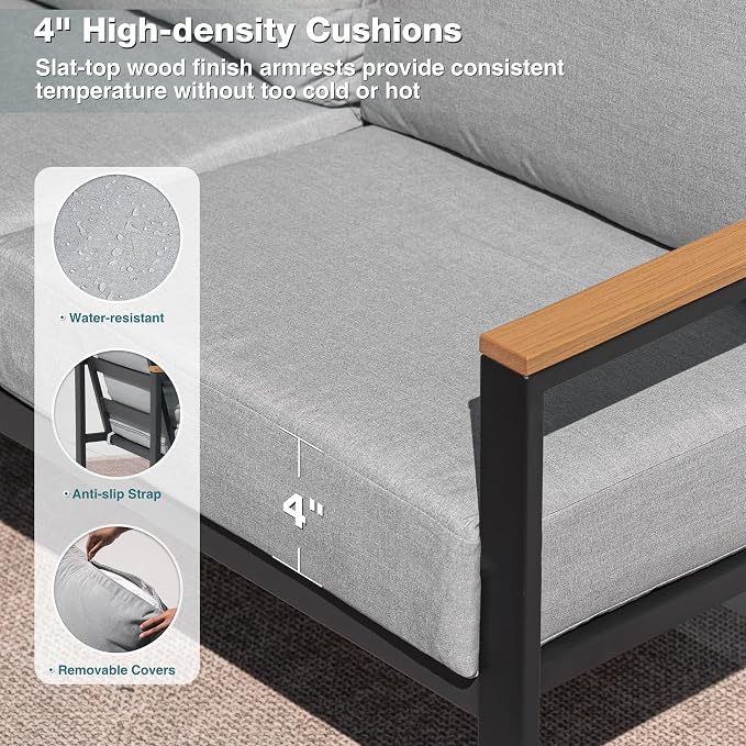 Patio Furniture Set, 4 Pieces Outdoor Patio Furniture - Image 4