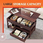 WLIVE Lift Top Coffee Table, Hidden Compartment, Wooden Lift Tabletop Center - Image 4