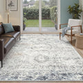 Soalmost 5x7 Area Rugs Blue/Ivory Low Pile Washable Trendy Faded Style Rug | by Soalmost