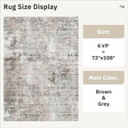 Soalmost Abstract Area Rug 6x9 for Living Room Washable Rugs Pink/Grey | - Image 5