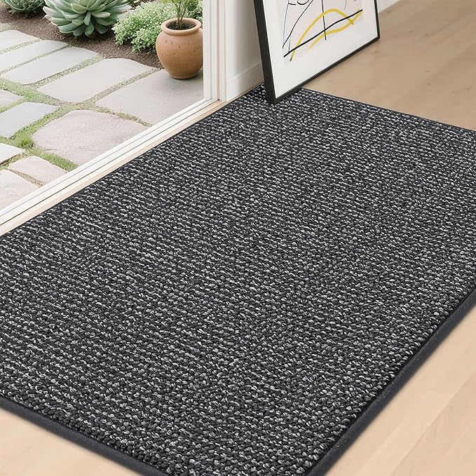 BEQHAUSE Dirt Trapper Door Mat 32"x48", Non-Slip Washable Doormat, Charcoal | by BEQHAUSE