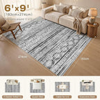 cotiled 6x9 Area Rugs for Living Room: Boho Washable Rug for Dining Room | - Image 2