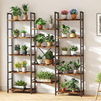 Shintenchi Triple Column 5 Tier Bookshelf, Industrial Large Bookcase Display - Image 6