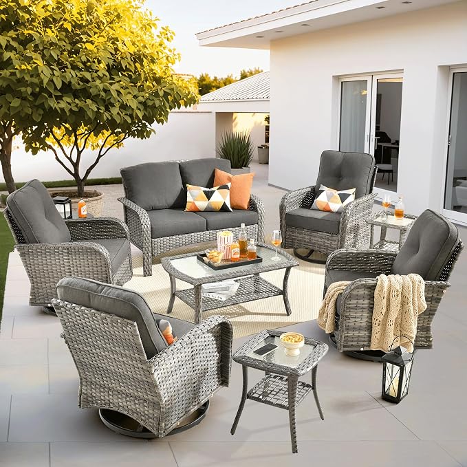 ovios 8-Piece Patio Furniture Set, Outdoor Wicker Sofa by OVIOS