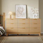 BORNOON Fluted 9 Drawer Dresser, 57.1" Wide Modern Boho Chest of Drawers - Image 4