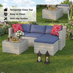 5-Piece L-Shaped Outdoor Patio Furniture Set, PE Wicker Sectional Sofa Set - Image 5