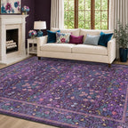 Plum Purple Floral Area Rug 6x9 - Image 3