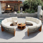 VilroCaz 3-Piece Outdoor Patio Furniture Sectional Sofa Set, 2 Semi-Circle Sofas - Image 2
