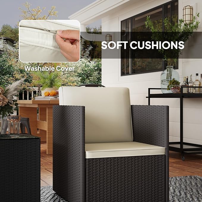 Outsunny 3 Piece Patio Furniture Set, Folding Outdoor Wicker Bistro Set - Image 5