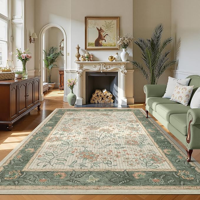 GarveeHome 9x12 Sage Green Washable Large Area Rug Living Room Non Slip | Soft - Image 2