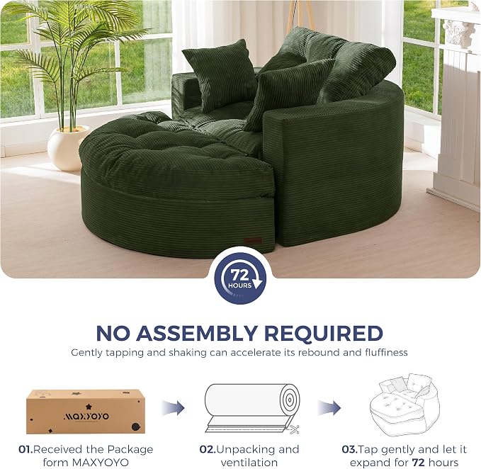 MAXYOYO Oversized Round Chaise Lounge Sofa, Upholstered Lounge Chair - Image 9