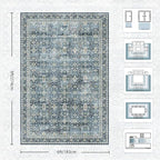 6x9 Area Rugs - Washable Vintage Retro Living Room Rug, Soft Ultra Thin Non - Image 2