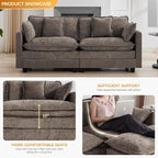 76″ Cloud Deep Seat Loveseat, Upholstered Chenille Modular 2-Seat Sectional - Image 3