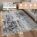 4x6 Area Rugs for Living Room Washable Bedroom Dining Room Black Grey Gold | - Image 2