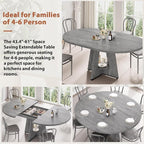 Extendable Dining Table, Round Kitchen Dining Room Dinner Table - Image 5