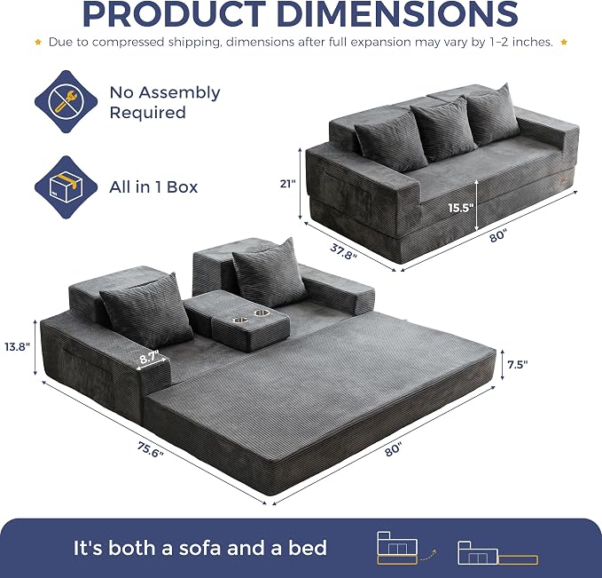 MAXYOYO Convertible Sofa Bed, Folding Sleeper Chair - Image 3