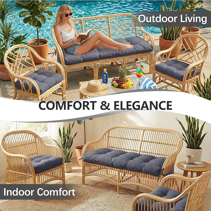 3 Pcs Wicker Chair Cushions Patio Loveseat Chaise Cushion Set - Image 5