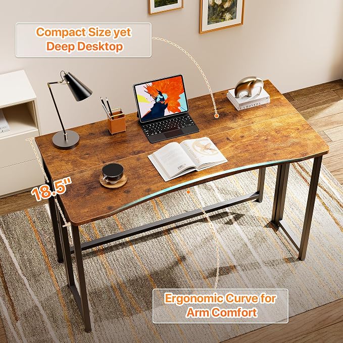 Huuger Folding Desk with Storage Shelf, 39.3 Inch Foldable Computer Table - Image 5