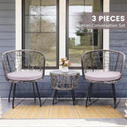 Kromax 3 Piece Bistro Set, Modern Outdoor Wicker Patio Furniture - Image 2