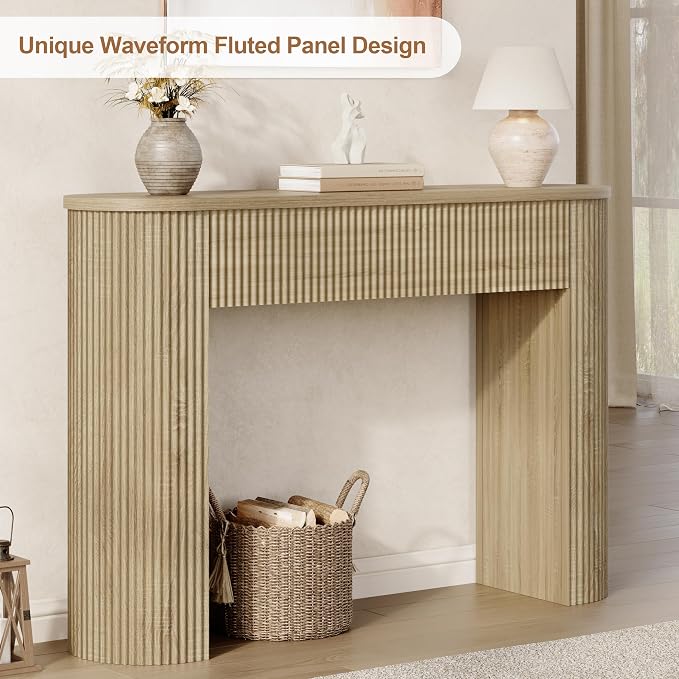 MECHYIN 47" Console Table, Fluted Sofa Table - Image 3