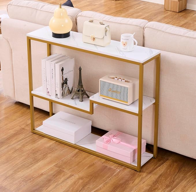 loglus Console Table for Entryway, Faux Marble MDF Sofa Table by loglus