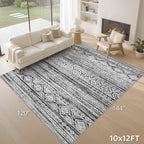 cotiled Boho 10x12 Area Rug for Living Room: Large Moroccan Washable Rug | - Image 9