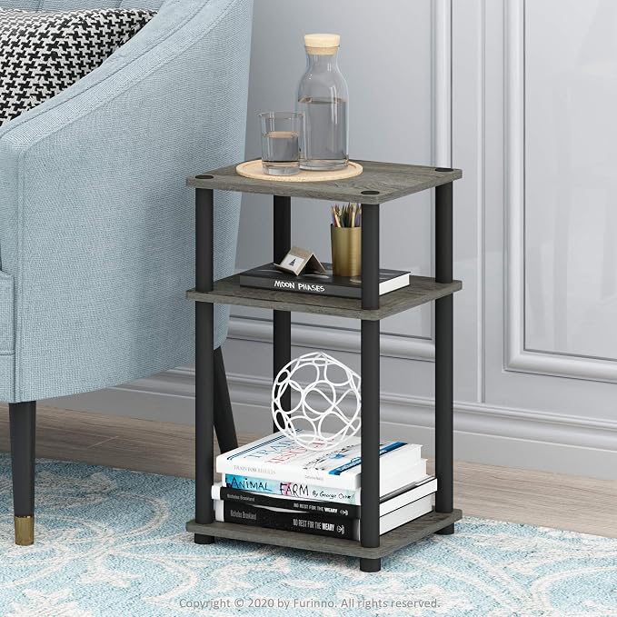 Furinno JUST Side Table, 3-Tier End Table, Open Shelves Night Stand, Bedside - Image 2