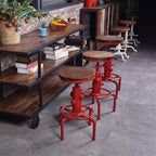 Topower Aged Antique Vintage Industrial Barstool Solid Wood Water Pipe Fire - Image 2