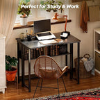 Huuger Folding Desk with Storage Shelf, 31.5 Inch Foldable Computer Table - Image 8