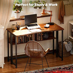 Huuger Folding Desk with Storage Shelf, 39.3 Inch Foldable Computer Table - Image 8